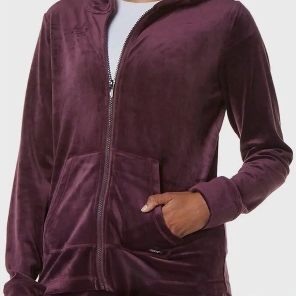 Luxurious Marc New York ( MNY) Women's  Velvet Hooded Zip-Up Jacket - size XL
